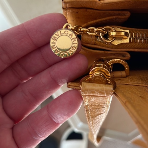 BVLGARI Ostrich Skin Crossbody Purse with Top Handle, Vintage ALTA MODA - Picture 8 of 9